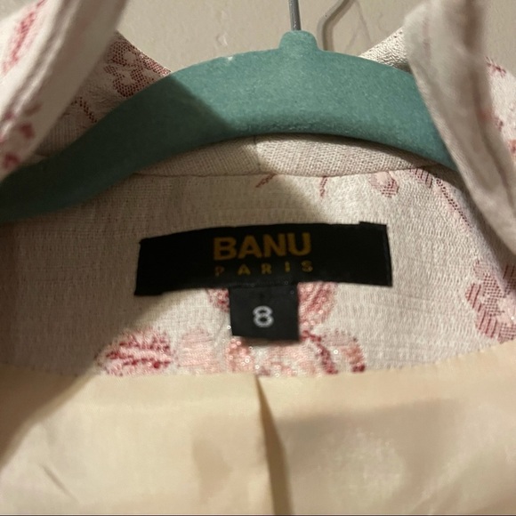 Banu París vintage floral print rose button ablazer jacket sz 8 - Picture 6 of 7
